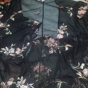 Black Floral Kimono